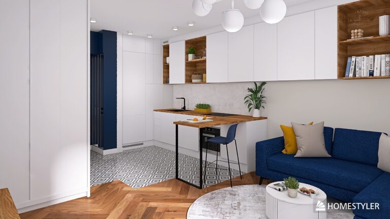 Kawalerka 26 m² – maksimum funkcji w spokojnej, uporządkowanej formie